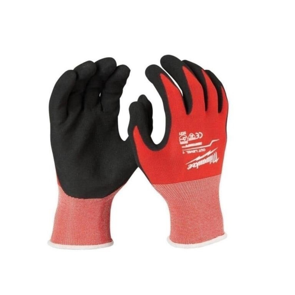 Large Red Nitrile Level 1 Cut Resistant Dipped Work Gloves [1 PAIR]